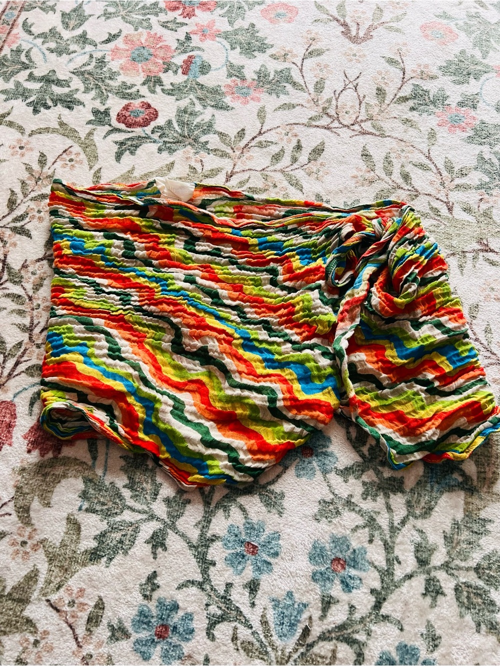 Monday Swimwear Striped Linen Sarong Mini Skirt Small